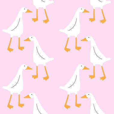 Hayvanlar kumaşlar, ambalajlar, hediyeler, kartlar, çocuklar ve ambalaj kağıtları için kusursuz kaz desenleri.