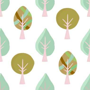 Çiçeksiz ağaç desenleri kumaşlar ve tekstil ve paketleme ve hediyeler ve kartlar ve çarşaflar ve çocuklar için