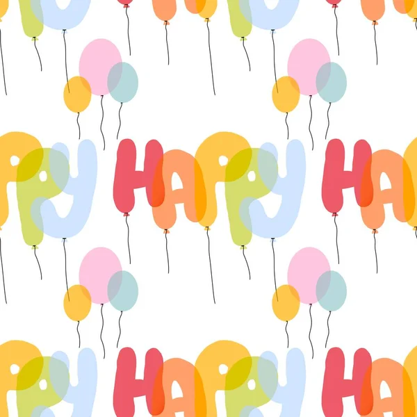 Beyaz zemin üzerinde balonlar olan kusursuz doğum günü deseni — Stok fotoğraf