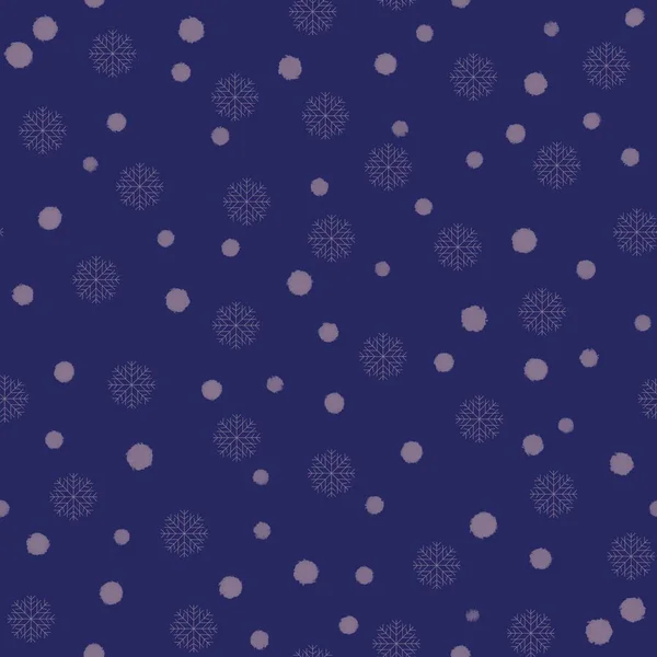 蓝底雪片无缝图案,用于包装和织物 — 图库照片