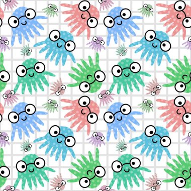 Kumaşlar, tekstil ve ambalajlar, hediyeler, kartlar ve çarşaflar için kusursuz ahtapot deseni.