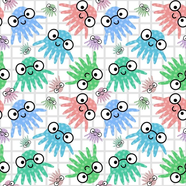 Kids seamless cartoon octopus pattern for fabrics and textiles and packaging and gifts and cards and linens — Stock Photo, Image