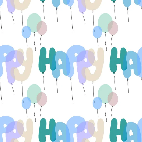 Padrão de aniversário sem costura com balões no fundo branco — Fotografia de Stock