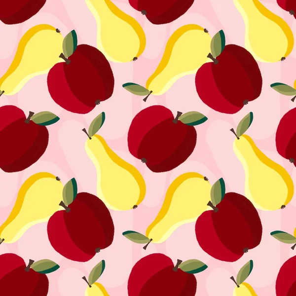 Letni bezszwowy wzór jabłka do tkanin, opakowań, prezentów, kart i dzieci — Zdjęcie stockowe