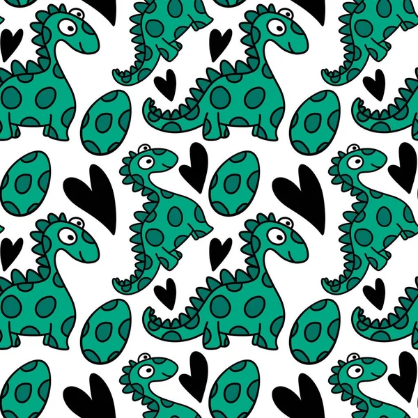 Seamless kids cartoon pattern with dinosaurs for fabrics — Stock Photo, Image