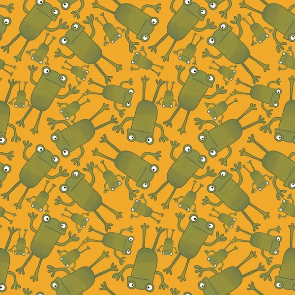 Kumaşlar, tekstil, ambalaj, hediyeler, kartlar, çarşaflar ve ambalaj kağıtları için kusursuz kurbağa desenleri. 