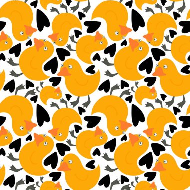 Hayvanlar kumaşlar, tekstil ve ambalajlar, hediyeler, kartlar, çarşaflar ve çocuklar için kusursuz sarı ördek desenleri.