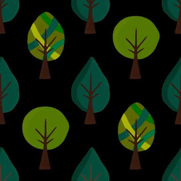 Padrão de árvores sem costura florais para tecidos e têxteis e embalagens e presentes e cartões e lençóis e crianças — Fotografia de Stock