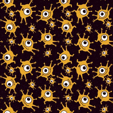 Çocuklar kağıtları, hediyeleri, kartları, tekstil ürünlerini, ambalajları ve hobileri paketlemek için kusursuz uzaylı desenleri.