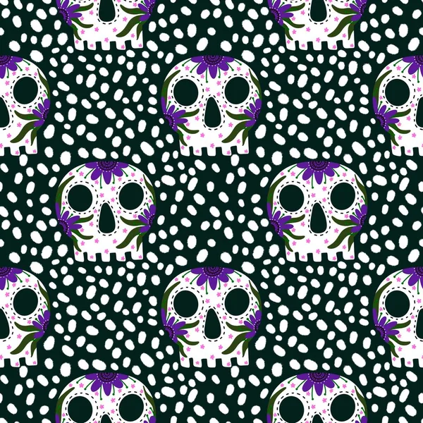 Patrón de calaveras de azúcar sin costura para telas y textiles y embalaje y regalos y papel de regalo —  Fotos de Stock