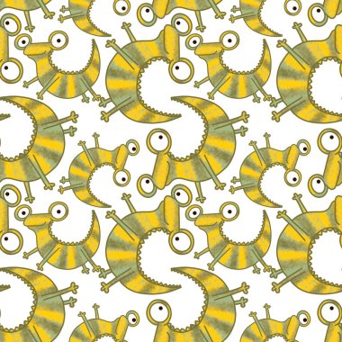 Hayvanlar kumaşlar, tekstil ve ambalajlar, hediyeler, kartlar, çarşaflar ve çocuklar için kusursuz kertenkele deseni. 