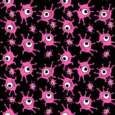 Çocuklar kağıtları, hediyeleri, kartları, tekstil ürünlerini, ambalajları ve hobileri paketlemek için kusursuz uzaylı desenleri.