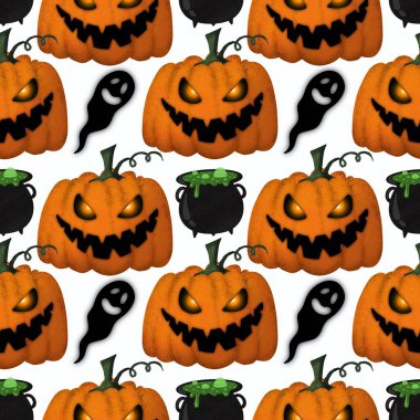 Cadılar Bayramı kumaşlar, tekstil ve ambalajlar, hediyeler, kartlar, çarşaflar ve çocuklar için kusursuz balkabağı deseni.