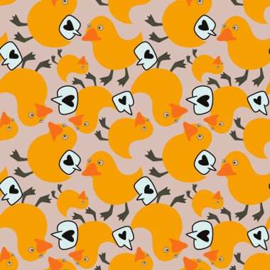 Hayvanlar kumaşlar, tekstil ve ambalajlar, hediyeler, kartlar, çarşaflar ve çocuklar için kusursuz sarı ördek desenleri.