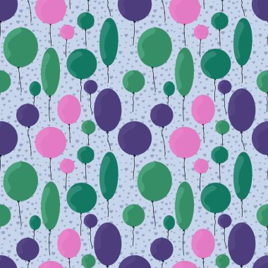 Doğum günü balonları kumaşlar, ambalajlar, hediyeler, kartlar, çarşaflar, çocuklar ve ambalaj kağıtları için kusursuz desenler.