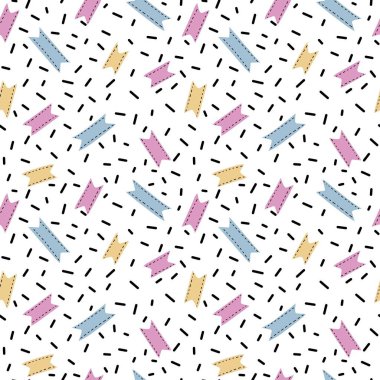 Çocuklar hediyeler, kartlar, çarşaflar, kumaşlar ve ambalaj kağıtları için kusursuz doğum günü kurdeleleri.