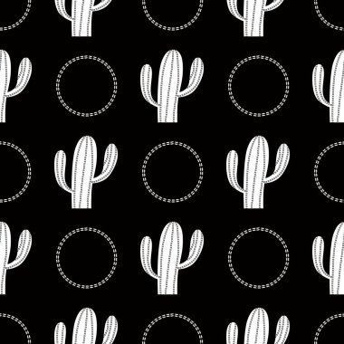 Kumaşlar, tekstil, ambalaj, hediyeler, kartlar, çarşaflar ve çocuklar için çiçeksiz kaktüs deseni.