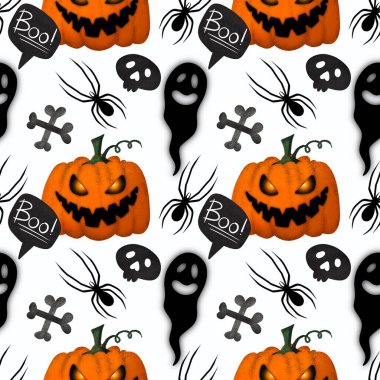 Cadılar Bayramı kumaşlar, tekstil ve ambalajlar, hediyeler, kartlar, çarşaflar ve çocuklar için kusursuz balkabağı deseni.