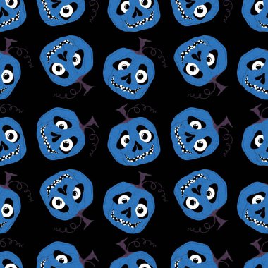 Cadılar Bayramı kumaşlar, tekstil ve ambalajlar, hediyeler, kartlar, çarşaflar ve çocuklar için kusursuz balkabağı deseni.