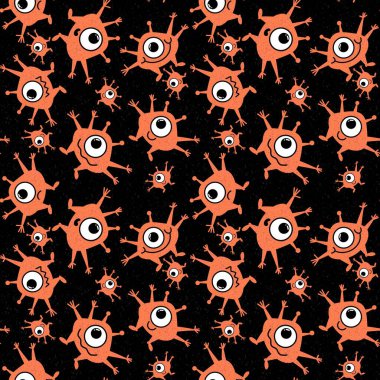 Çocuklar kağıtları, hediyeleri, kartları, tekstil ürünlerini, ambalajları ve hobileri paketlemek için kusursuz uzaylı desenleri.