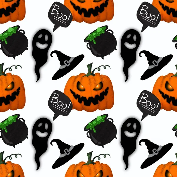 Halloween padrão de abóbora sem costura para tecidos e têxteis e embalagens e presentes e cartões e lençóis e crianças — Fotografia de Stock