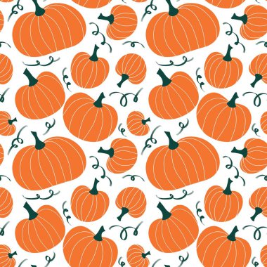 Cadılar Bayramı kumaşlar, tekstil ve ambalajlar, hediyeler, kartlar, çarşaflar ve çocuklar için kusursuz balkabağı deseni.