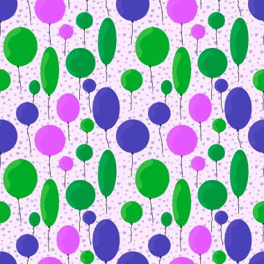 Doğum günü balonları kumaşlar, ambalajlar, hediyeler, kartlar, çarşaflar, çocuklar ve ambalaj kağıtları için kusursuz desenler.