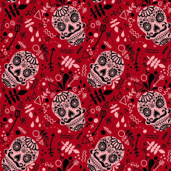 Halloween seamless scull pattern for fabrics and textiles and packaging and gifts and cards and linens and kids — Stock Photo, Image