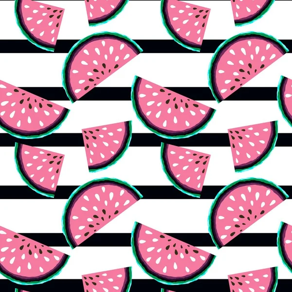 Zomer naadloze watermeloen patroon voor verpakking en geschenken en kaarten en linnengoed en kinderen en inpakpapier en keuken — Stockfoto