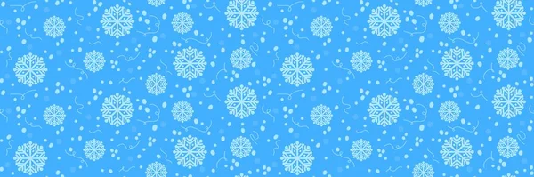 Modello senza cuciture con fiocchi di neve su sfondo blu per imballaggi e tessuti — Foto Stock