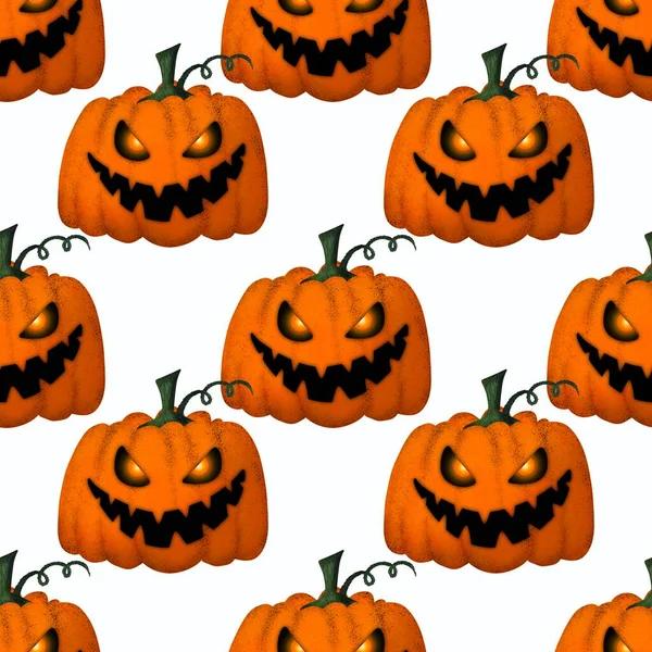 Halloween naadloze pompoen patroon voor stoffen en textiel en verpakking en geschenken en kaarten en linnengoed en kinderen — Stockfoto