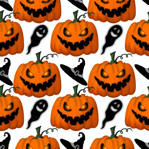 Halloween sömlös pumpa mönster för tyger och textilier och förpackningar och presenter och kort och sängkläder och barn — Stockfoto