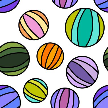 Kumaşlar, ambalajlar, hediyeler, kartlar, çarşaflar ve ambalaj kağıtları için kusursuz yaz plaj topu deseni.