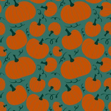 Cadılar Bayramı kumaşlar, tekstil ve ambalajlar, hediyeler, kartlar, çarşaflar ve çocuklar için kusursuz balkabağı deseni.