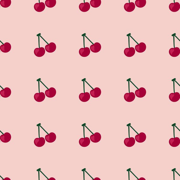 Summer fruit seamless cherry pattern for fabrics and packaging and linens and kids and wrapping paper and hobbies