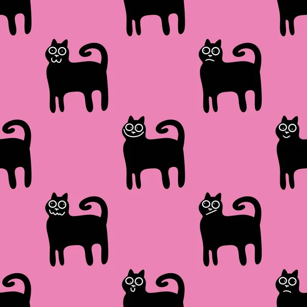 Хэллоуин бесшовные кошки шаблон для тканей и текстиля и упаковки и подарки и открытки и постельное белье и детей — стоковое фото