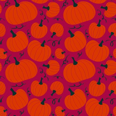 Cadılar Bayramı kumaşlar, tekstil ve ambalajlar, hediyeler, kartlar, çarşaflar ve çocuklar için kusursuz balkabağı deseni.