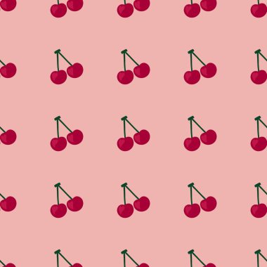 Kumaşlar, ambalajlar, çarşaflar, çocuklar ve ambalaj kağıtları ve hobiler için yaz meyvesiz kiraz deseni