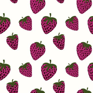 Kumaşlar, tekstil ve ambalajlar, hediyeler, kartlar ve çarşaflar için meyvesiz çilek deseni