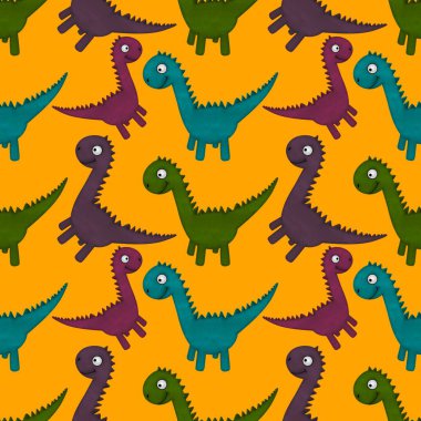 Kumaşlar, ambalajlar, çarşaflar, ambalajlar, ambalaj kağıtları ve yaz baskıları için kusursuz dinozor deseni.