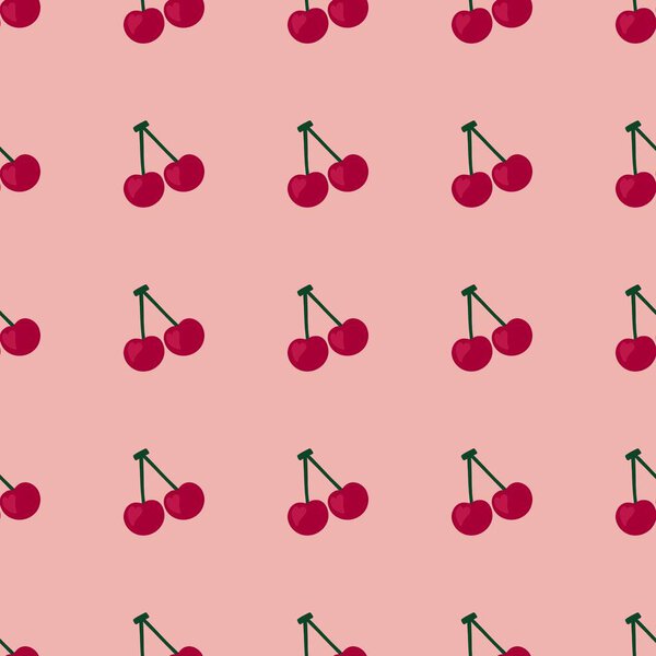 Summer fruit seamless cherry pattern for fabrics and packaging and linens and kids and wrapping paper and hobbies