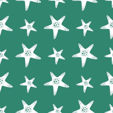 Kumaşlar, tekstil, ambalajlar, çarşaflar, çocuklar ve ambalaj kağıtları için kusursuz deniz yıldızı deseni.