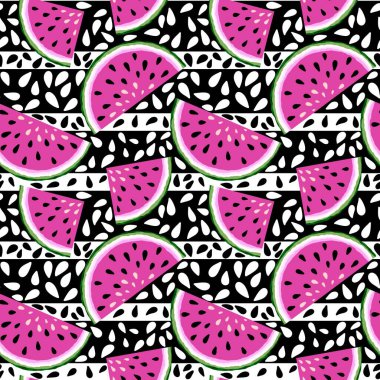 Paketler, hediyeler, kartlar, çarşaflar, çocuklar ve ambalaj kağıdı ve mutfak için kusursuz karpuz deseni.