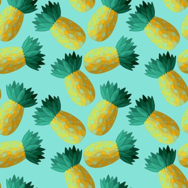 Kumaşlar, tekstil ve ambalajlar, hediyeler, kartlar, çarşaflar ve çocuklar için kusursuz ananas deseni.