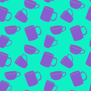 Kumaşlar, tekstil, ambalaj, hediyeler, mutfak ve çocuklar için kusursuz bardak desenli kahvaltı.