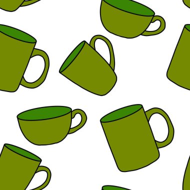 Kumaşlar, tekstil, ambalaj, hediyeler, mutfak ve çocuklar için kusursuz bardak desenli kahvaltı.