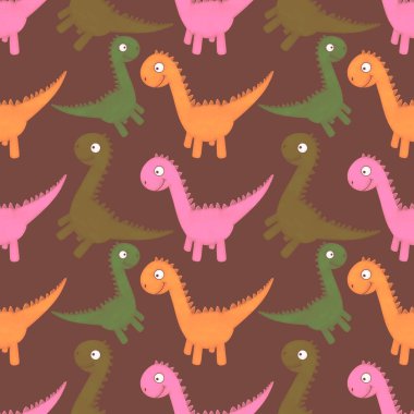 Kumaşlar, ambalajlar, çarşaflar, ambalajlar, ambalaj kağıtları ve yaz baskıları için kusursuz dinozor deseni.