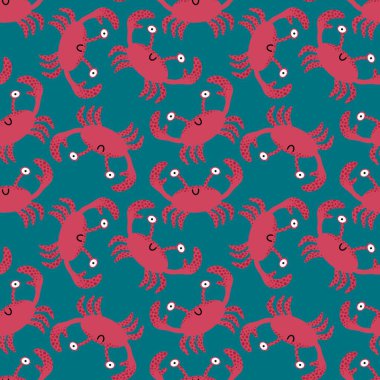 Yaz mevsiminde kumaşlar, tekstil ve ambalajlar, hediyeler, kartlar ve çarşaflar için dikişsiz yengeç deseni 