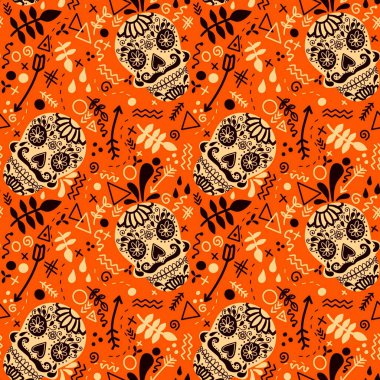 Cadılar Bayramı kumaşlar, tekstil ve ambalajlar, hediyeler, kartlar, çarşaflar ve çocuklar için kusursuz desen.