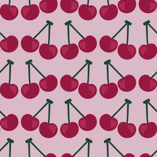 Padrão de cereja sem costura de frutas de verão para tecidos e embalagens e lençóis e crianças e papel de embrulho e passatempos — Fotografia de Stock